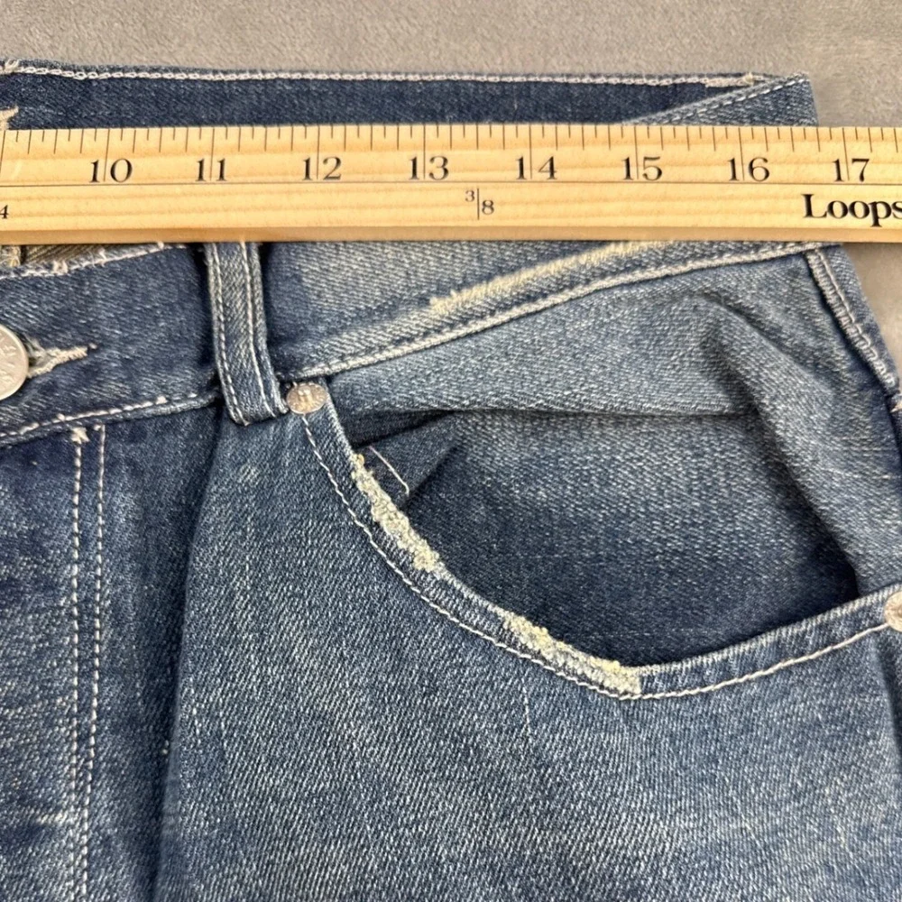 Guess Jeans Mens 33 Blue Medium Wash Straight Leg Distressed Denim X721L057